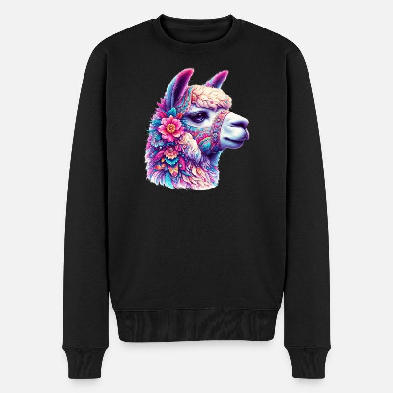 Alpaka - Männer Premium Bio Pullover - Schwarz