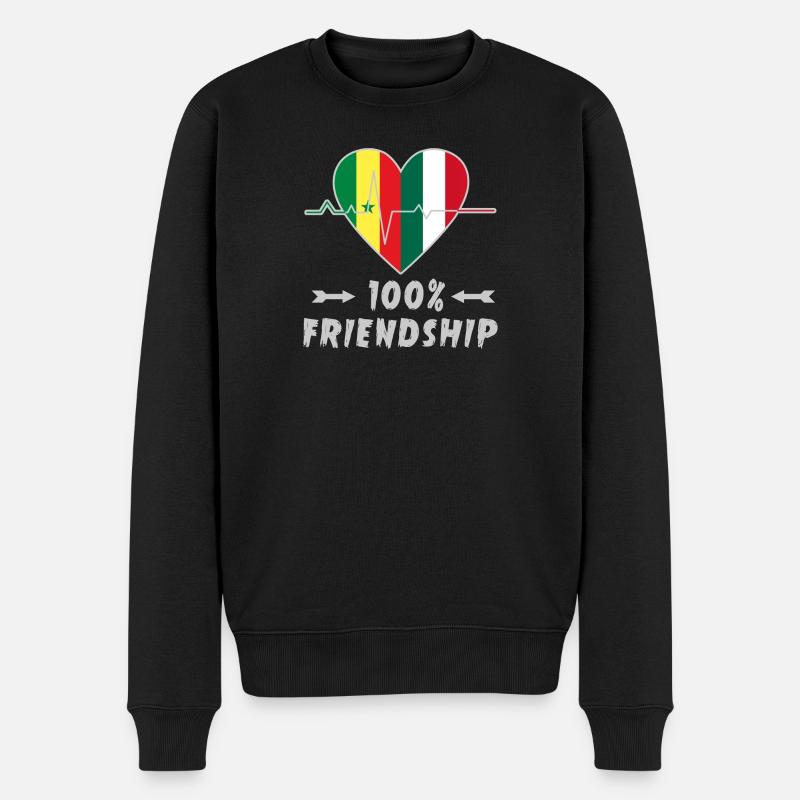 Senegal und Italien 100% Freundschaft - Männer Premium Bio Pullover - Schwarz