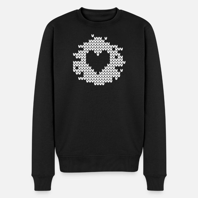 Herz Strickmuster Schnee Weihnachten Xmas Liebe - Männer Premium Bio Pullover - Schwarz
