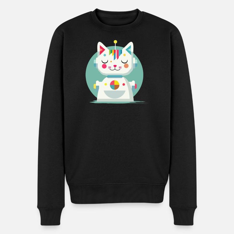 Chat robot géométrique - Illustration créative - Pull Premium bio Homme - noir
