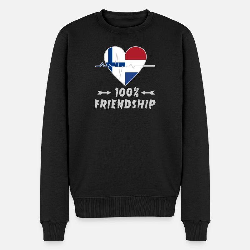 Finnland und Niederlande 100% Freundschaft - Männer Premium Bio Pullover - Schwarz