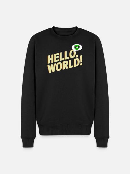Verspieltes Alien Hello World Design - Männer Premium Bio Pullover - Schwarz