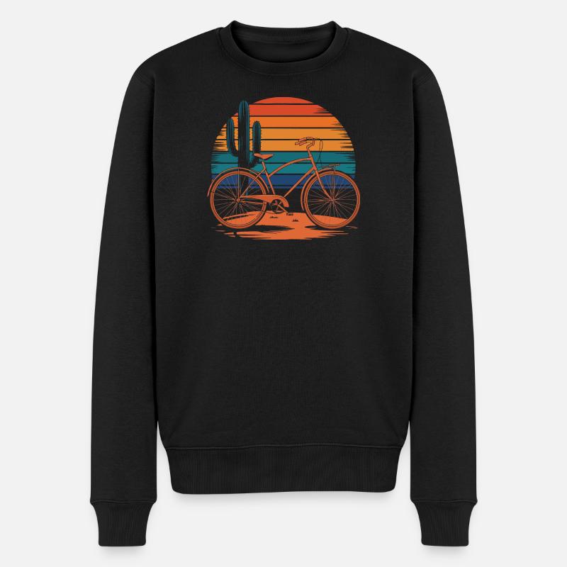 Vintage Fahrrad Wüste Sonnenuntergang - Männer Premium Bio Pullover - Schwarz