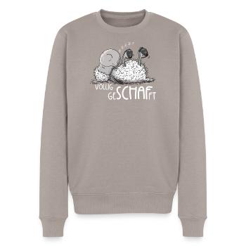 Kleines Schlafendes Schaf Völlig Geschafft - Männer Premium Bio Pullover - Taupe - Vorne - Nico (187cm)