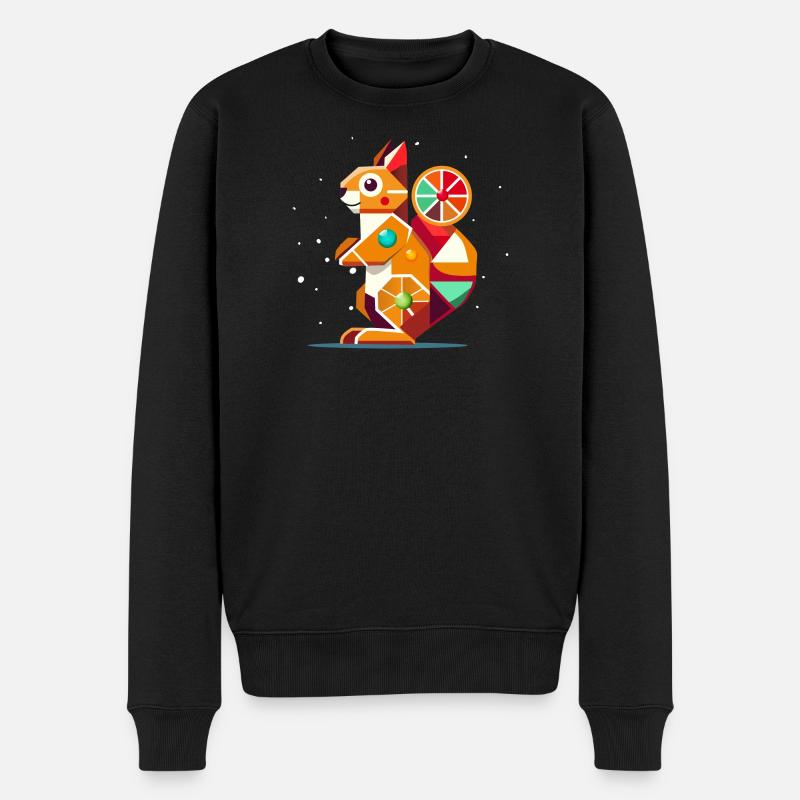 Geometrisches Eichhörnchen-farbenfroher Hingucker - Männer Premium Bio Pullover - Schwarz