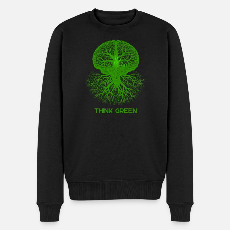 Denken Sie grün - Männer Premium Bio Pullover - Schwarz