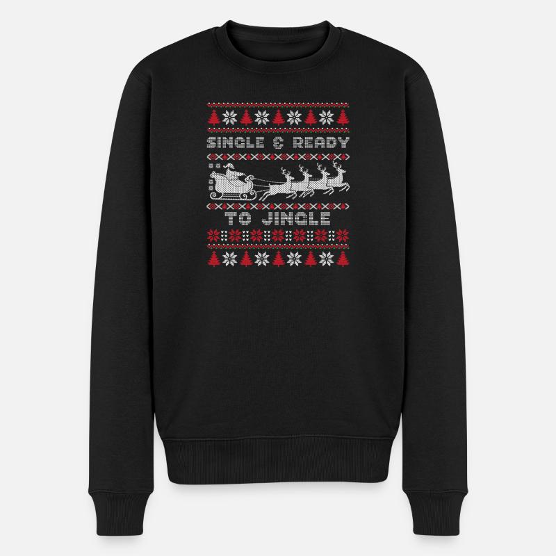 Single & Ready to Jingle - Ugly Christmas Edition - Økologisk premium-sweatshirt til mænd - sort