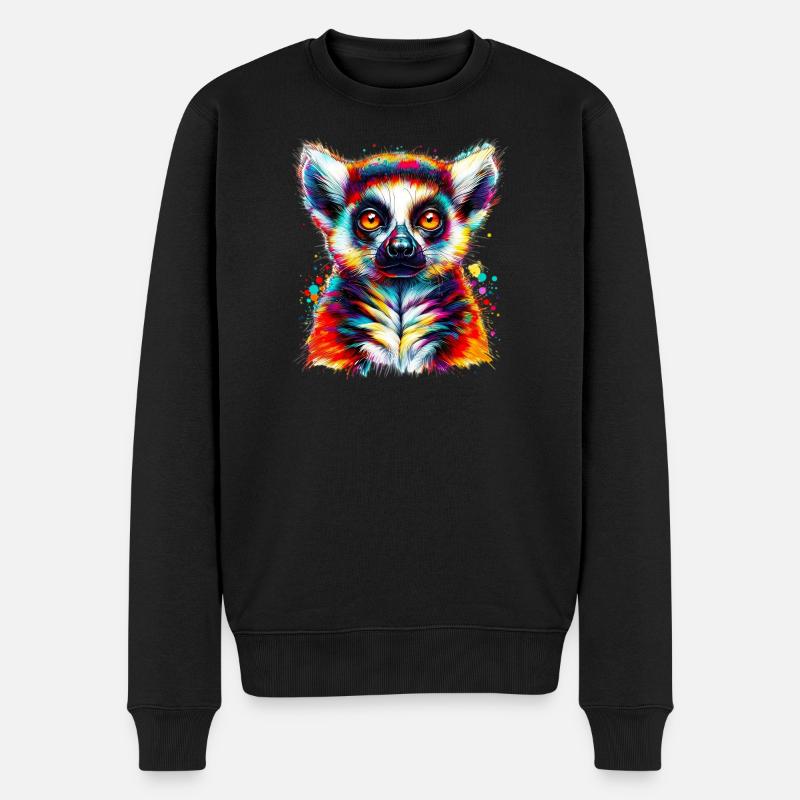 Lemur - Männer Premium Bio Pullover - Schwarz