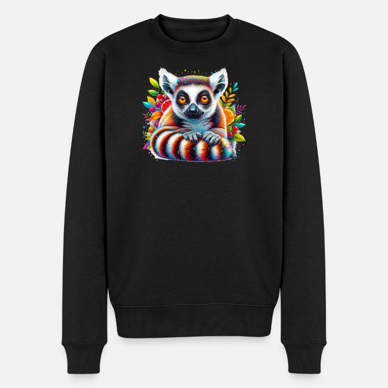 Lemur - Männer Premium Bio Pullover - Schwarz