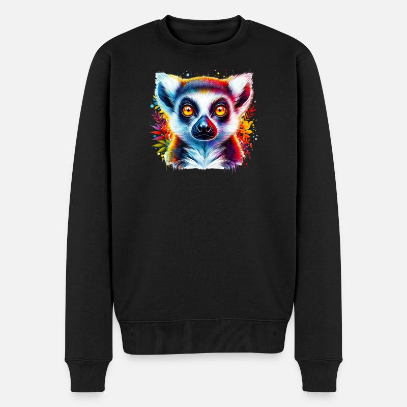 Lemur - Männer Premium Bio Pullover - Schwarz