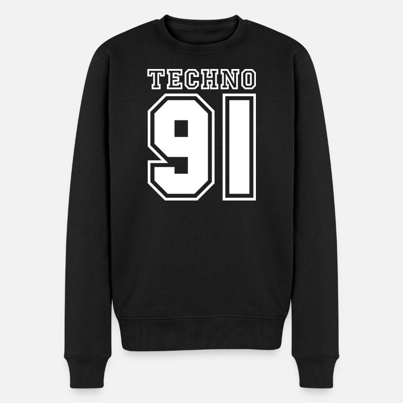 TECHNO 91 - Männer Premium Bio Pullover - Schwarz