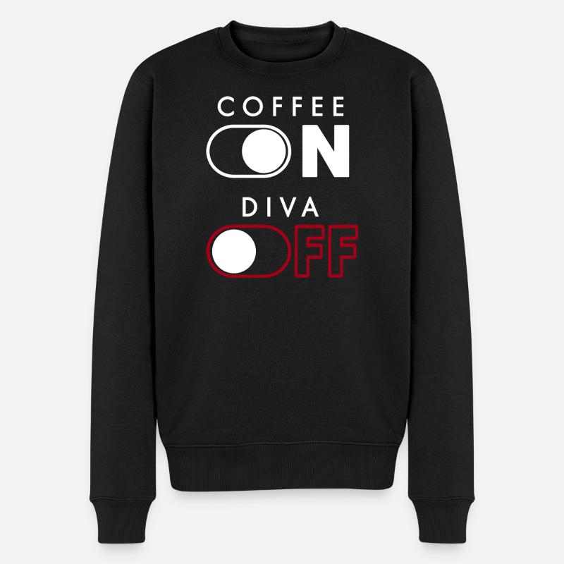 Kaffee Diva - Männer Premium Bio Pullover - Schwarz