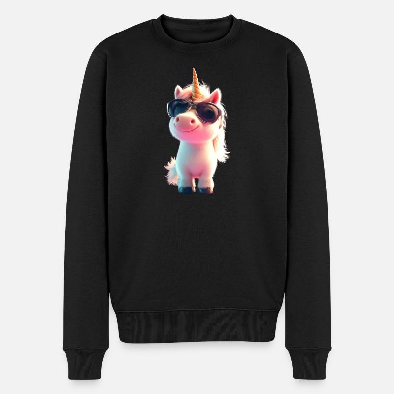Einhorn Reiterin Ponyhof Pferde Reiten Einhörner - Männer Premium Bio Pullover - Schwarz