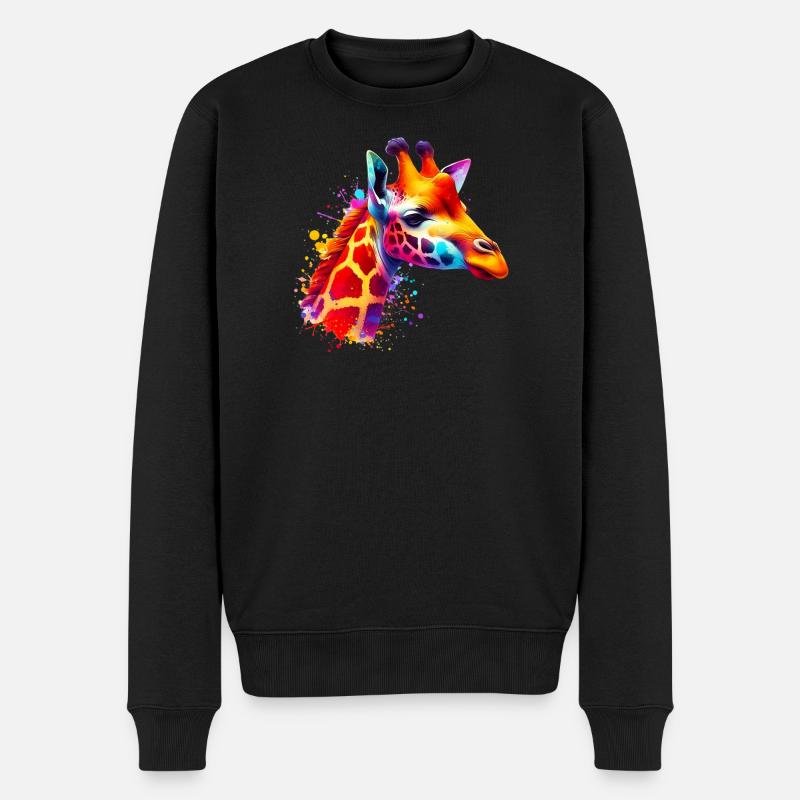 Giraffe - Männer Premium Bio Pullover - Schwarz