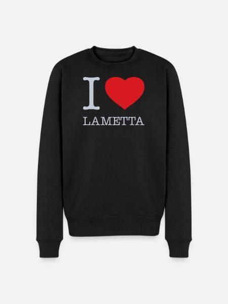 I LOVE LAMETTA - Männer Premium Bio Pullover - Schwarz