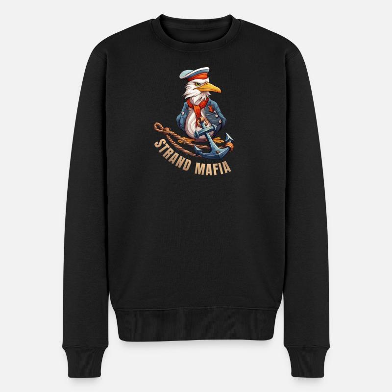 Seefahrer Adler mit Anker - Männer Premium Bio Pullover - Schwarz