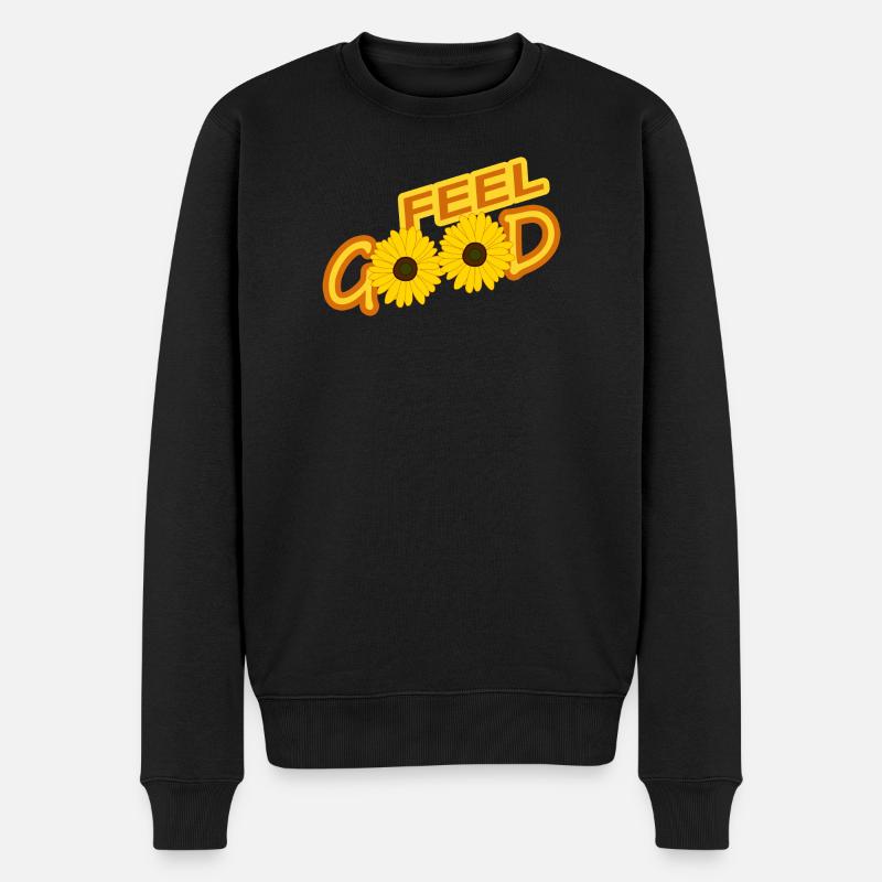 FEEL GOOD - Männer Premium Bio Pullover - Schwarz