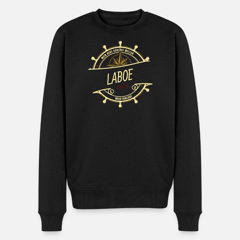 Mein Herz schlägt Wellen - Laboe - Männer Premium Bio Pullover - Schwarz