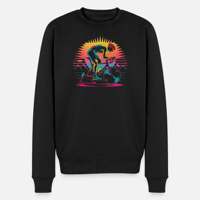 Retro Cyclist Turbo Trainer - Männer Premium Bio Pullover - Schwarz