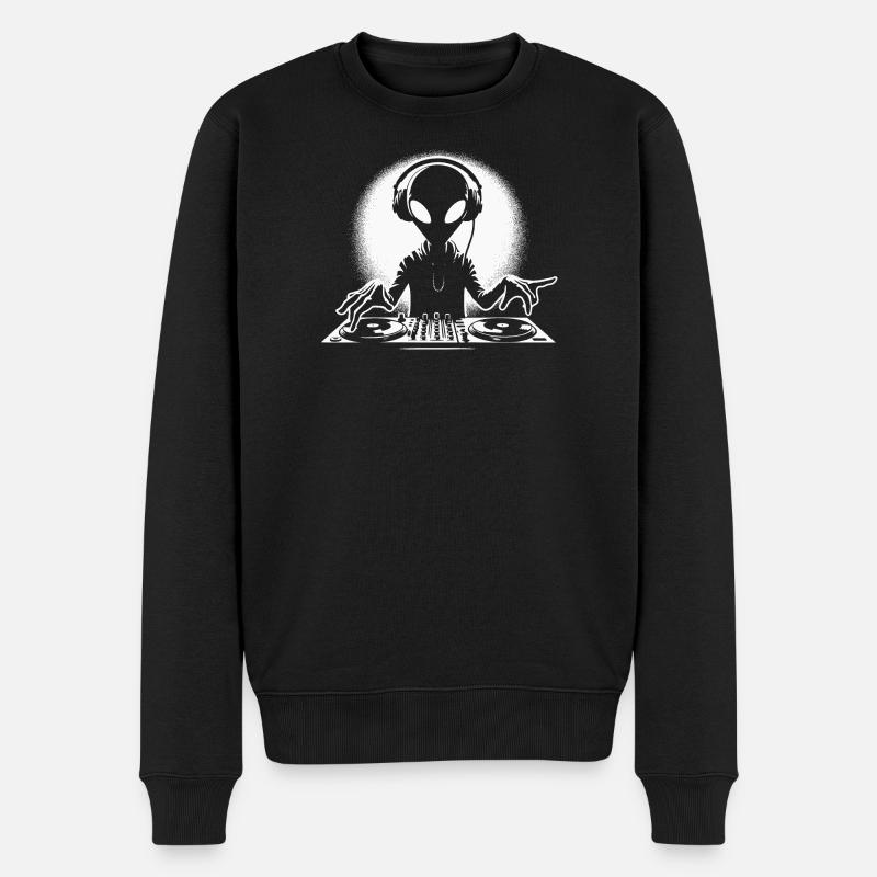 Düstere Alien-DJ Illustration - Männer Premium Bio Pullover - Schwarz