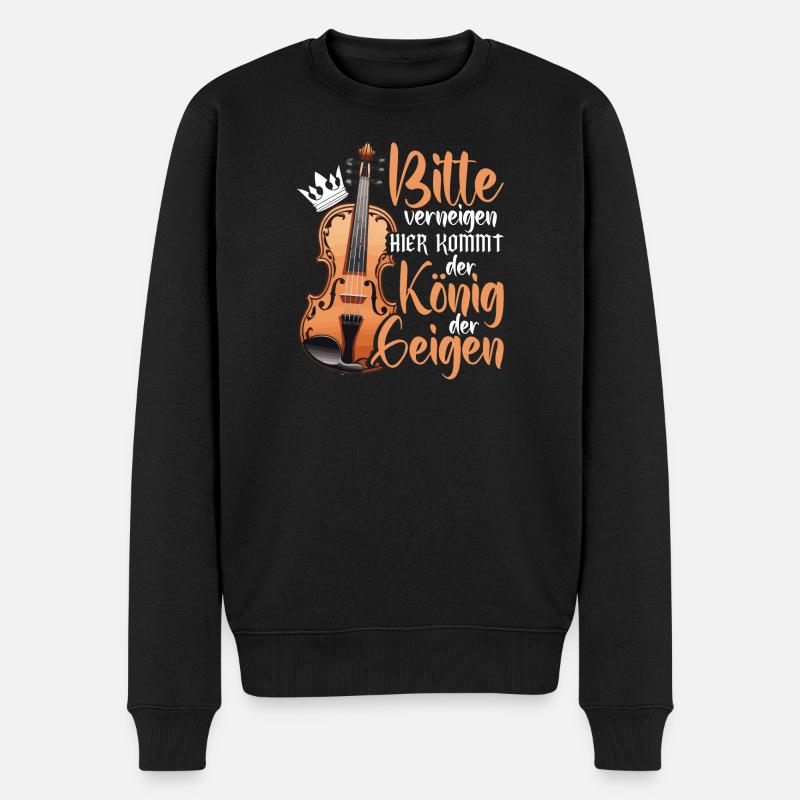 Hier Kommt Der König Der Geigen - Männer Premium Bio Pullover - Schwarz