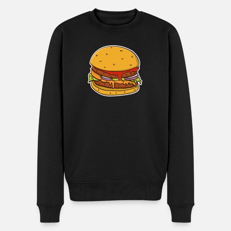 Buntes Bild eines Hamburgerbrötchens. - Männer Premium Bio Pullover - Schwarz