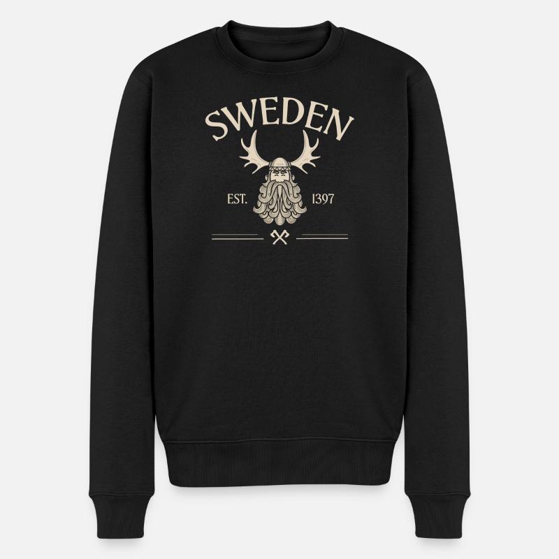 Suède - Barbe de Viking - Mousses - Pull Premium bio Homme - noir