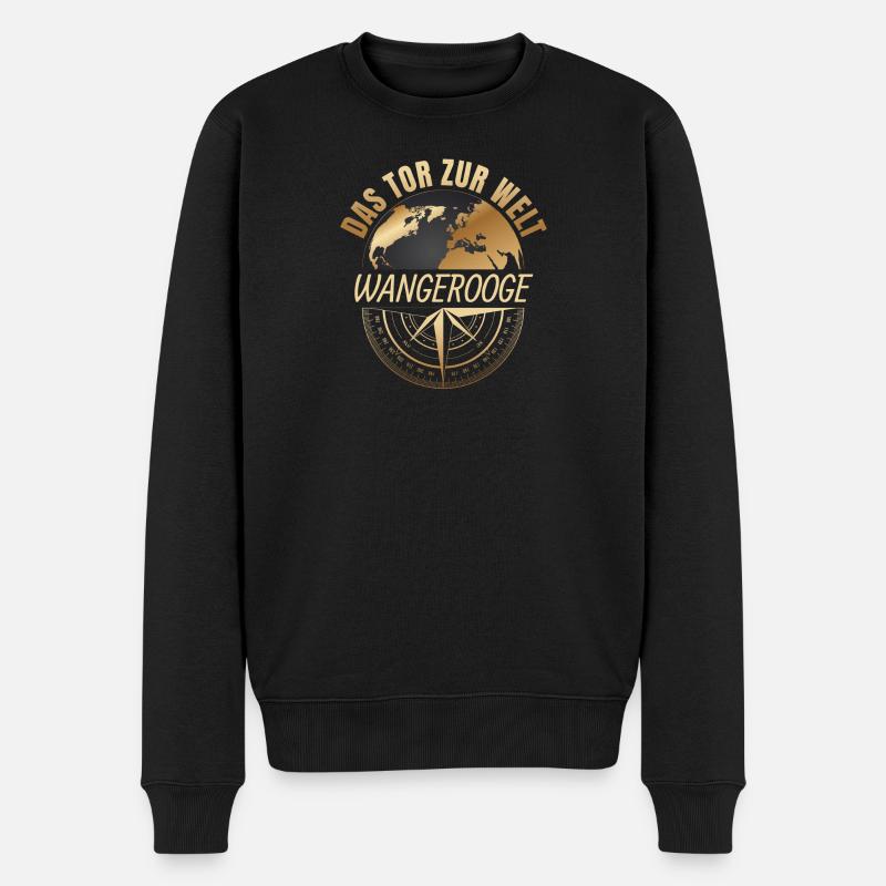 Das Tor zur Welt - Wangerooge - Männer Premium Bio Pullover - Schwarz