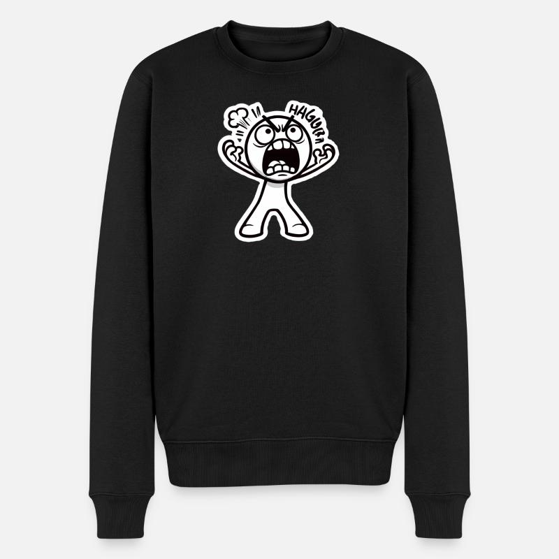 Wütende Cartoon-Stickfigur Sticker - Männer Premium Bio Pullover - Schwarz