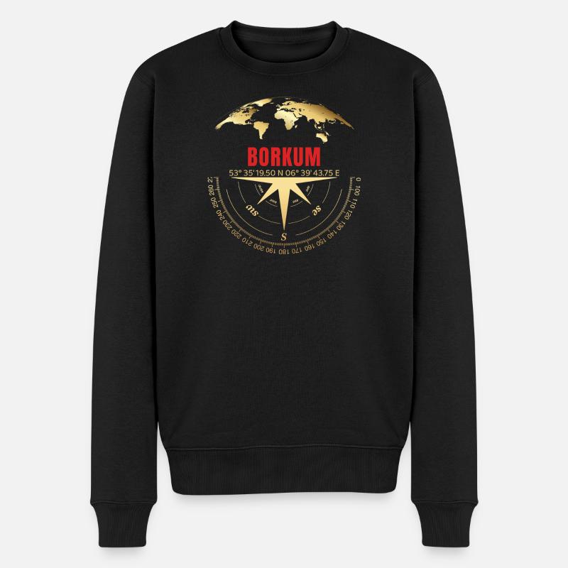 Koordinaten Borkum - Männer Premium Bio Pullover - Schwarz