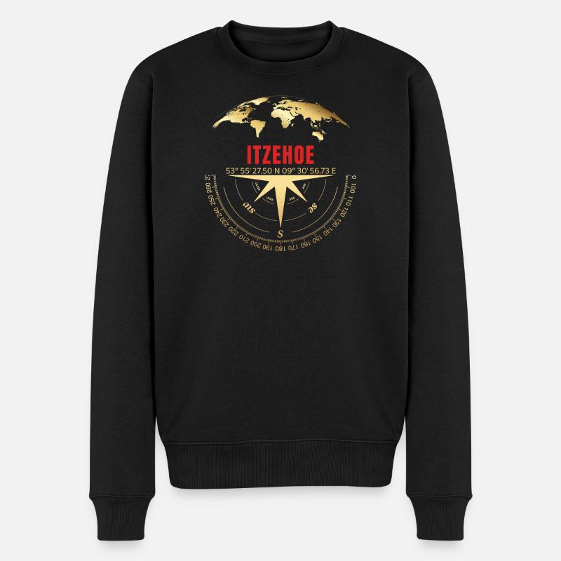 Koordinaten Itzehoe - Männer Premium Bio Pullover - Schwarz