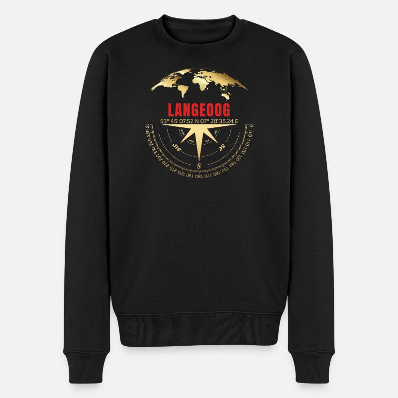 Koordinaten Langeoog - Männer Premium Bio Pullover - Schwarz
