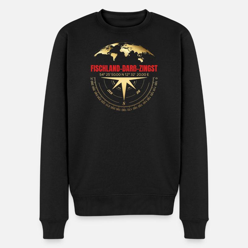 Koordinaten Fischland-Darß-Zingst - Männer Premium Bio Pullover - Schwarz