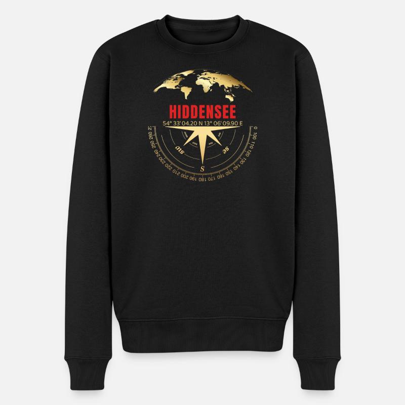 Koordinaten Hiddensee - Männer Premium Bio Pullover - Schwarz