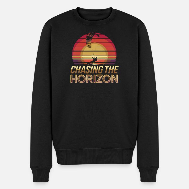 Sunset Kite Surfer Design - Männer Premium Bio Pullover - Schwarz