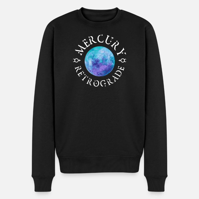 Mercury Retrograde White - Männer Premium Bio Pullover - Schwarz