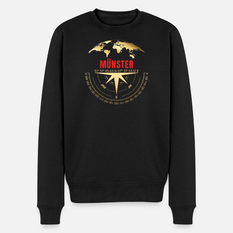Koordinaten Münster - Männer Premium Bio Pullover - Schwarz