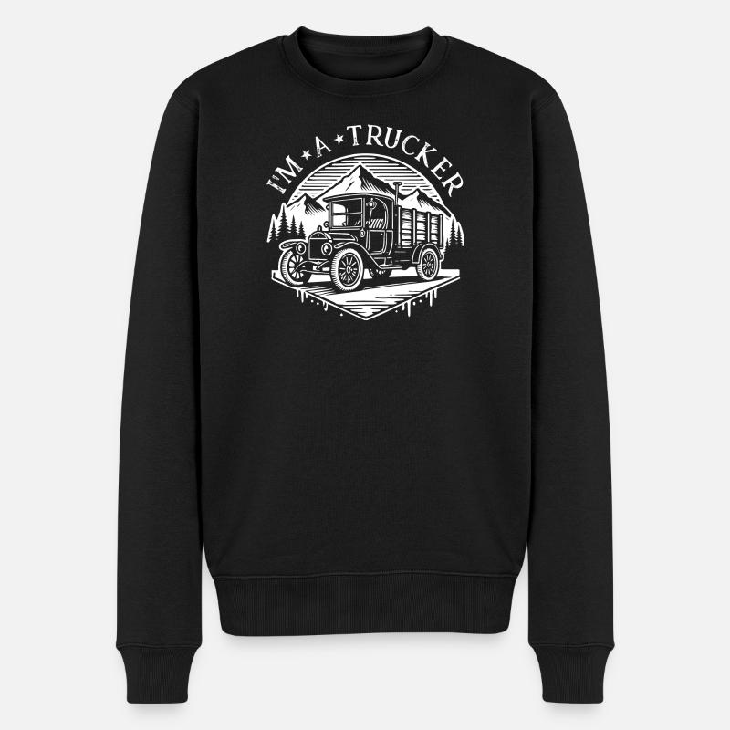 Camion Vintage Montagne et Forêt - Pull Premium bio Homme - noir