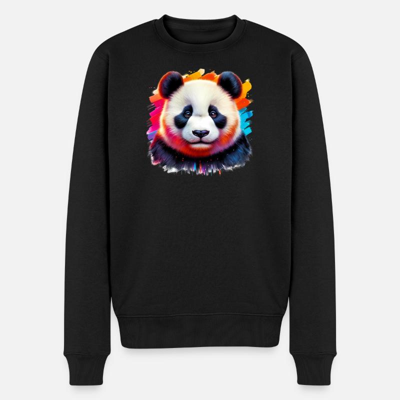 Panda - Männer Premium Bio Pullover - Schwarz