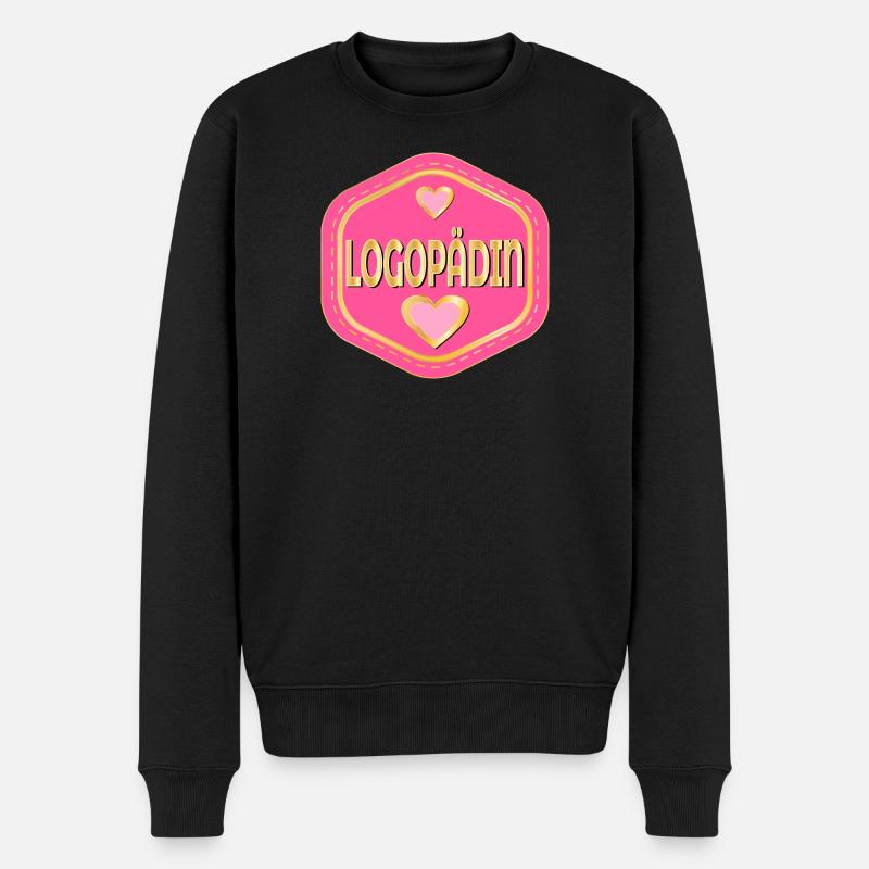 HERZ LOGOPÄDIN - Männer Premium Bio Pullover - Schwarz