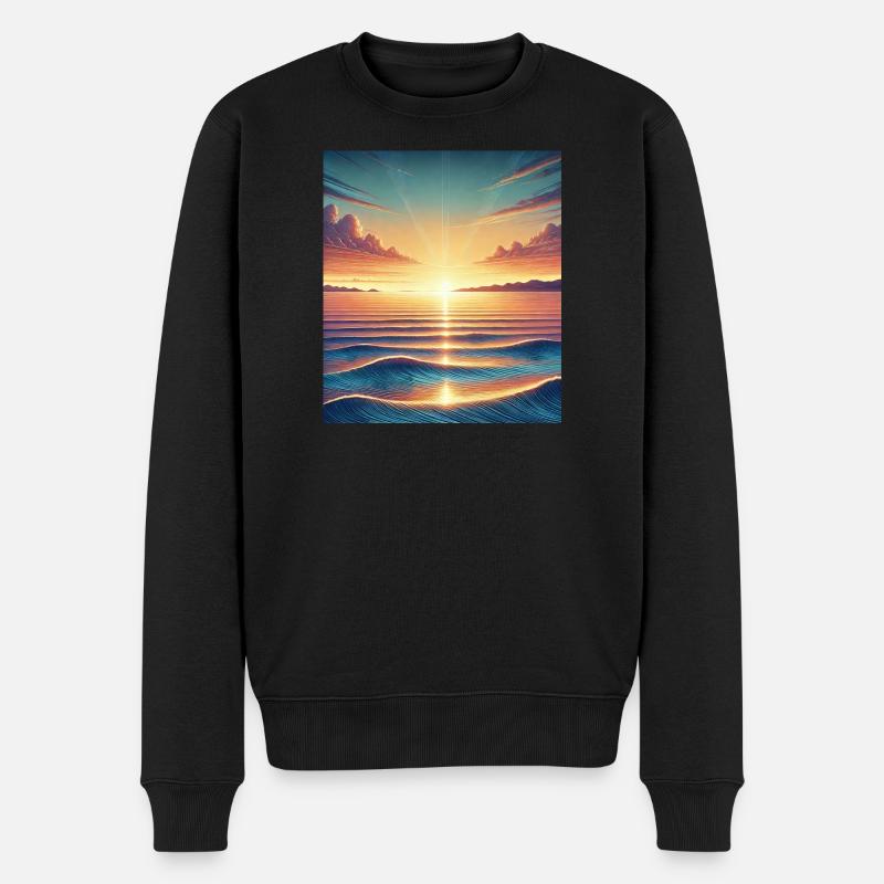 Magischer Sonnenaufgang am Horizont - Männer Premium Bio Pullover - Schwarz