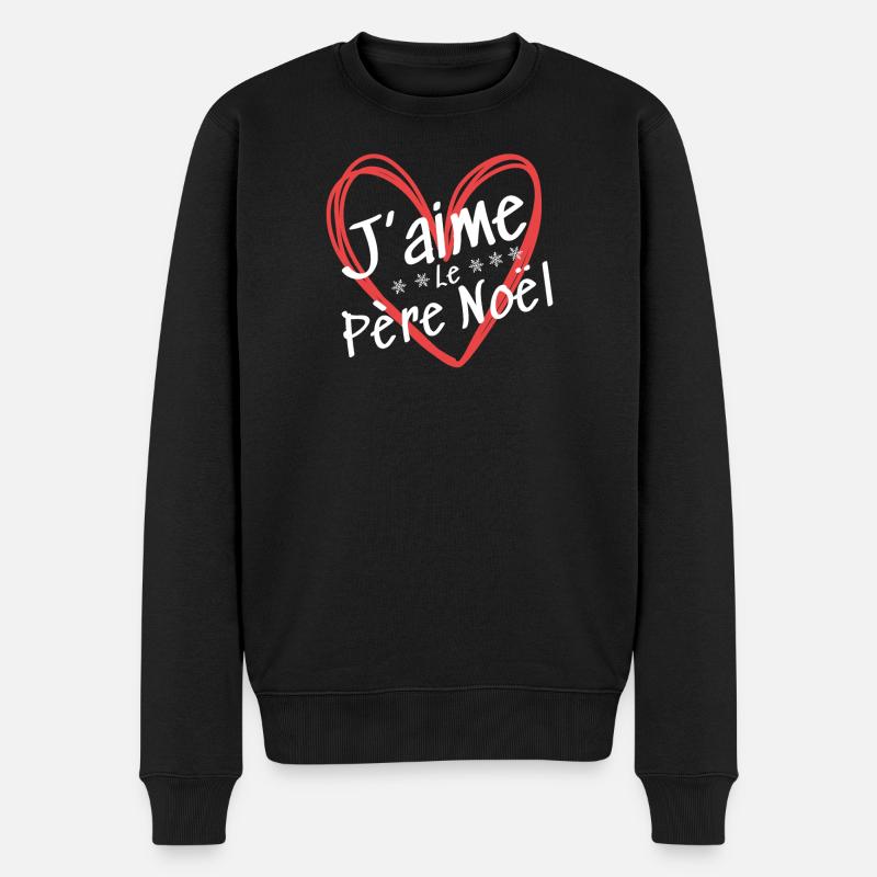 Ich liebe den Weihnachtsmann - Männer Premium Bio Pullover - Schwarz