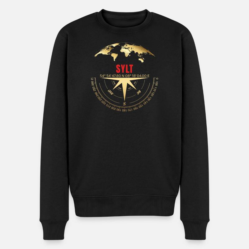 Koordinaten Sylt - Männer Premium Bio Pullover - Schwarz