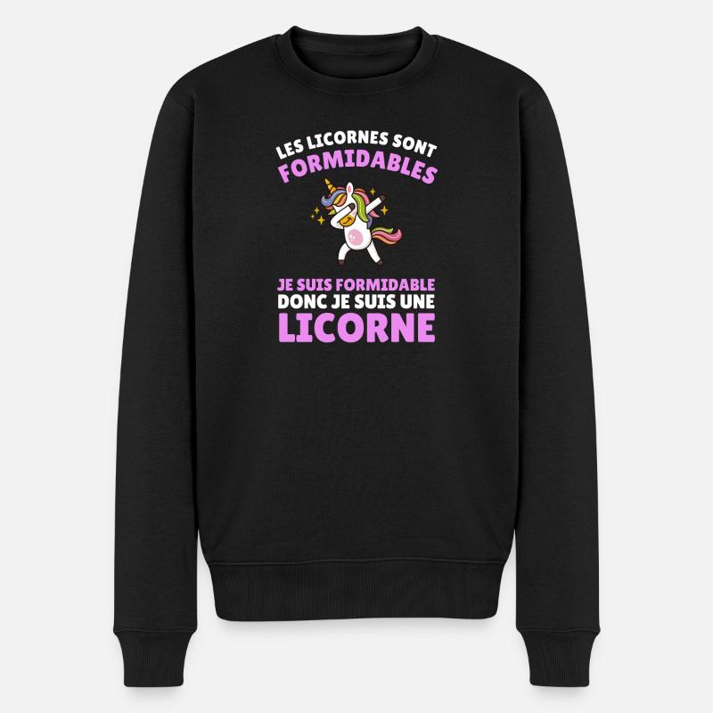 je suis formidable donc je suis une licorne - Pull Premium bio Homme - noir