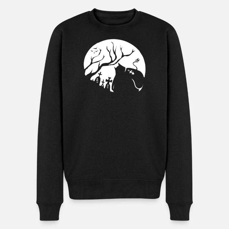 Nachtaktive Tiersilhouette - Männer Premium Bio Pullover - Schwarz