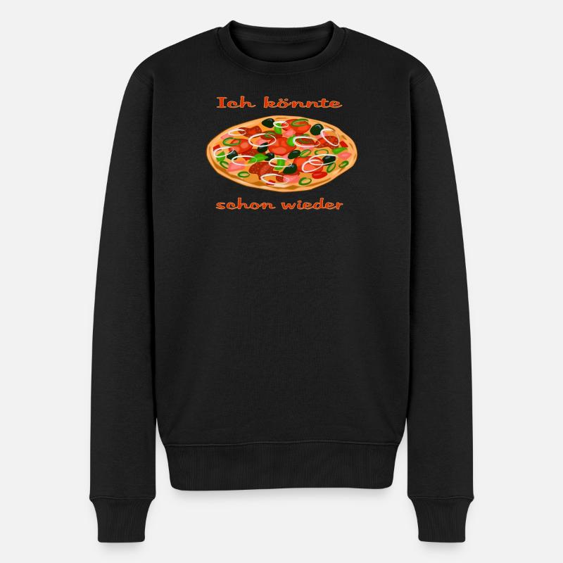 Lebendige Pizza mit frischen Zutaten - Männer Premium Bio Pullover - Schwarz