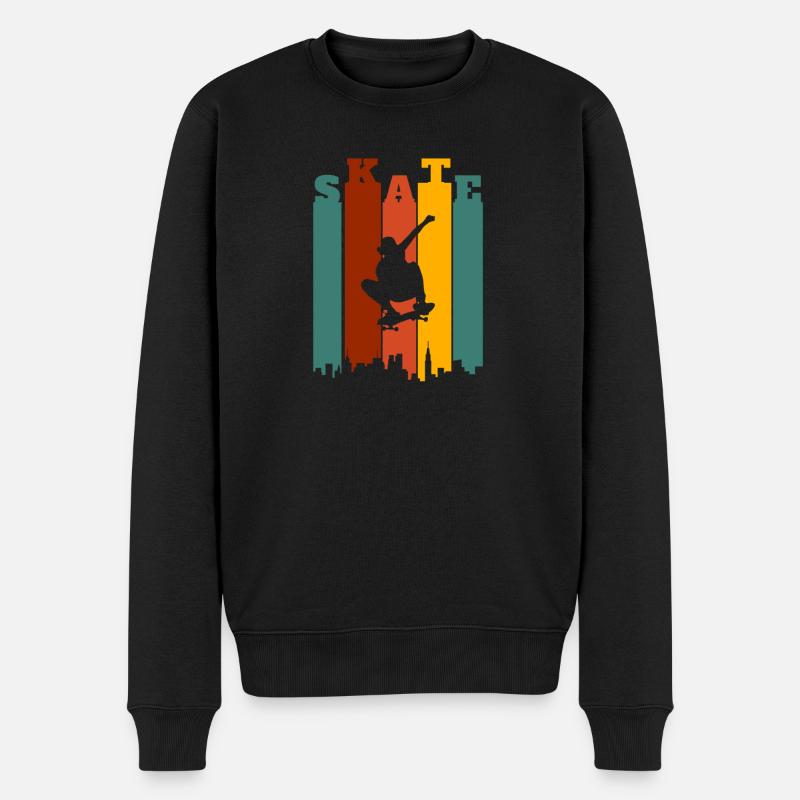 Skateboarder Retro - Männer Premium Bio Pullover - Schwarz
