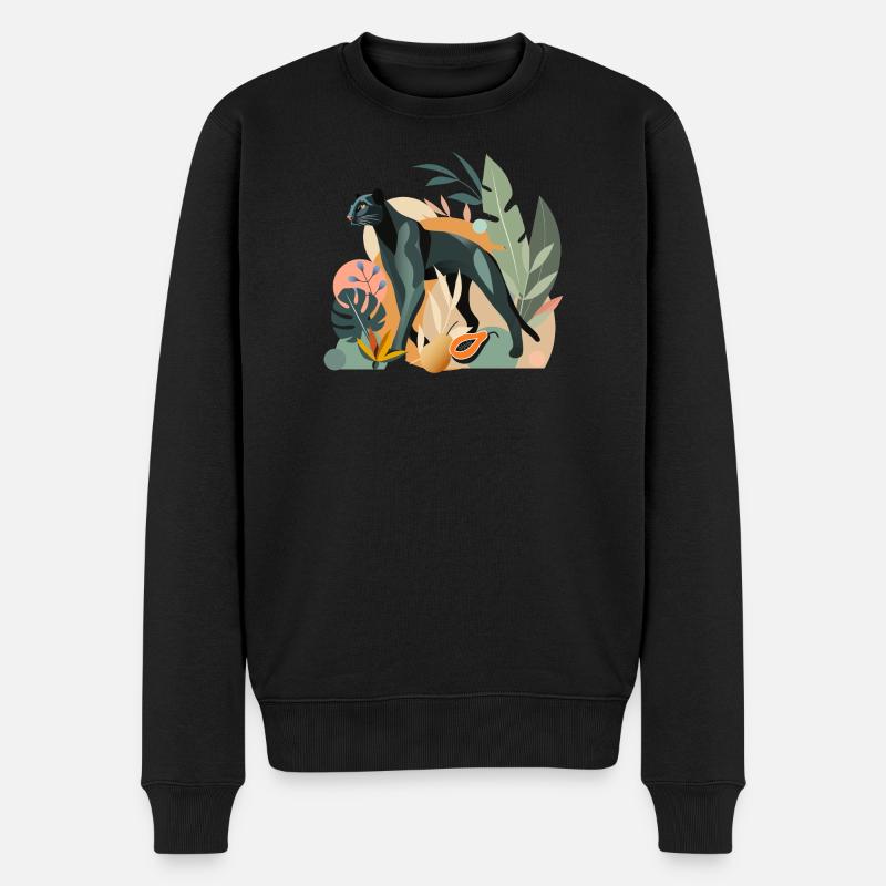 Panther im Dschungel - Stilvolle Tierillustration - Männer Premium Bio Pullover - Schwarz