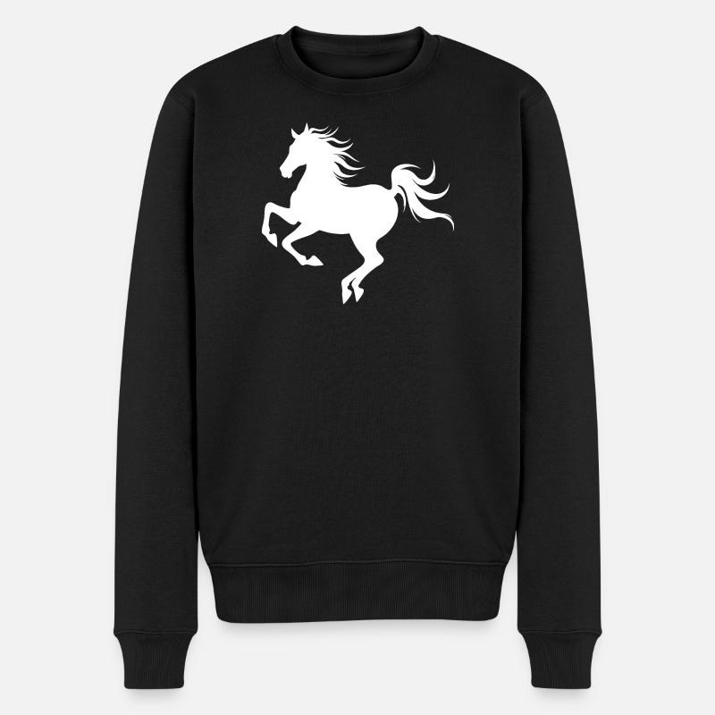 Anmutige Pferdesilhouette in Bewegung - Männer Premium Bio Pullover - Schwarz