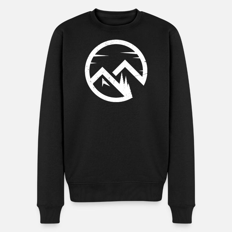 Kreisförmiges Bergemblem - Männer Premium Bio Pullover - Schwarz